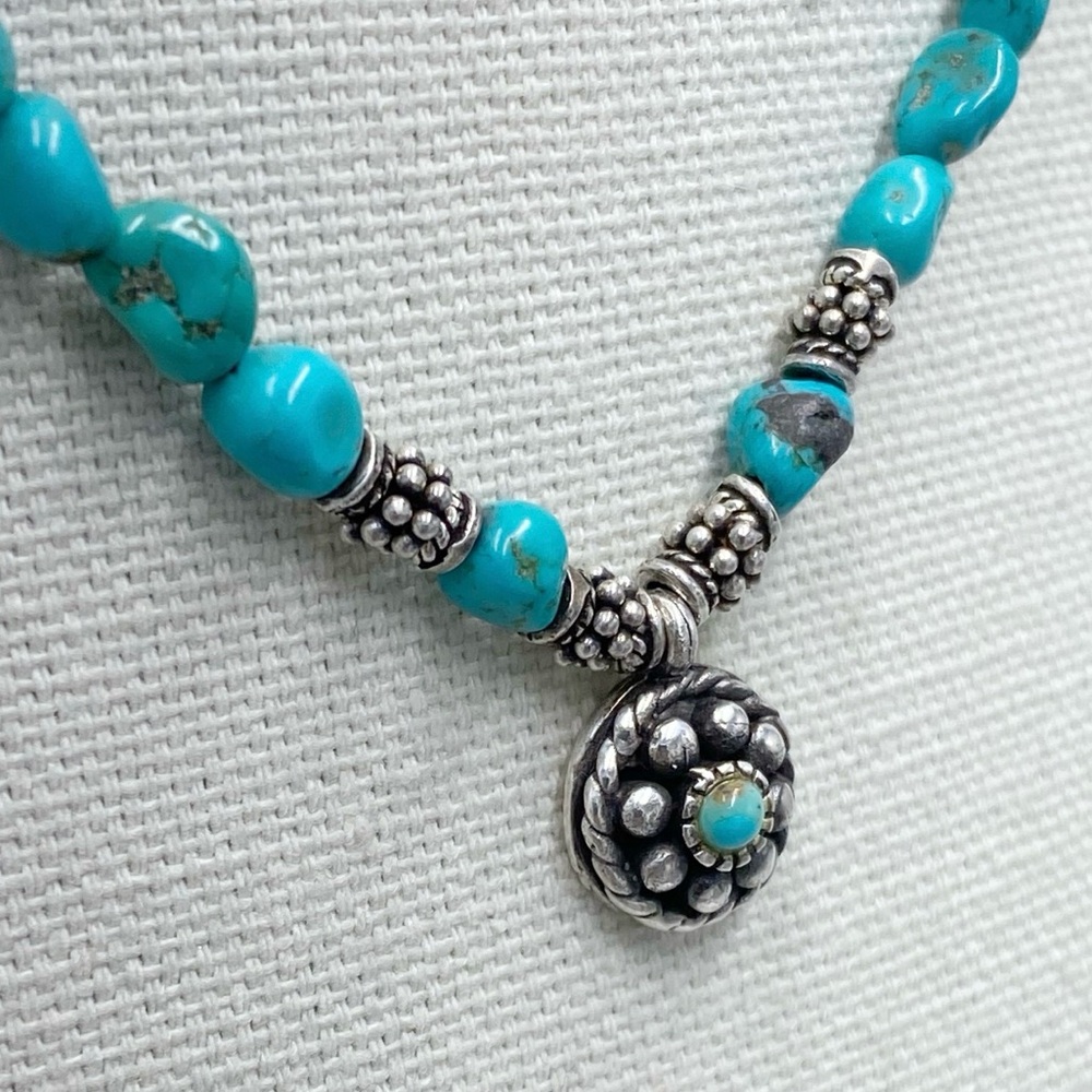 Turquoise Beaded 925 Sterling Silver Necklace